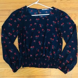 Francesca’s Collection blouse navy blue small flowers print size S